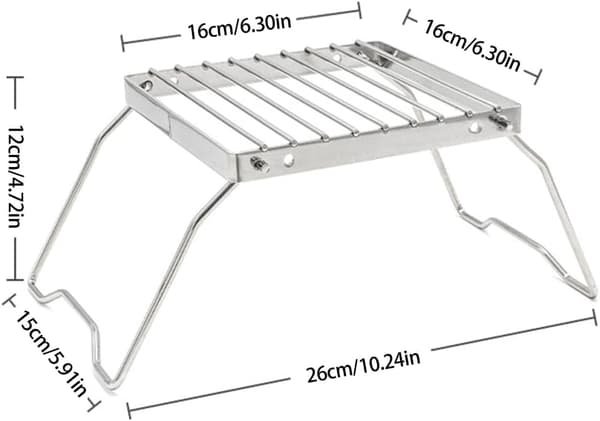 Sammenklappelig campinggrill i rustfrit stål, bagepladeholder, holdbar