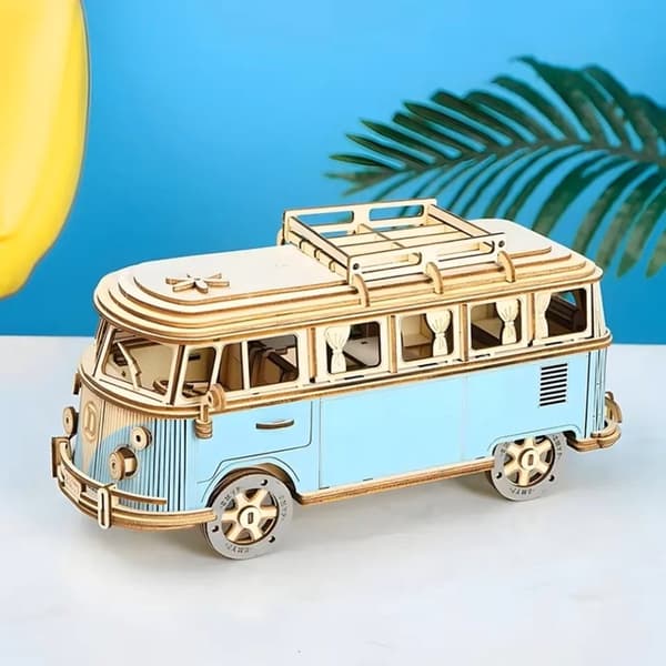 3D træpuslespil - Autocamper (blå)