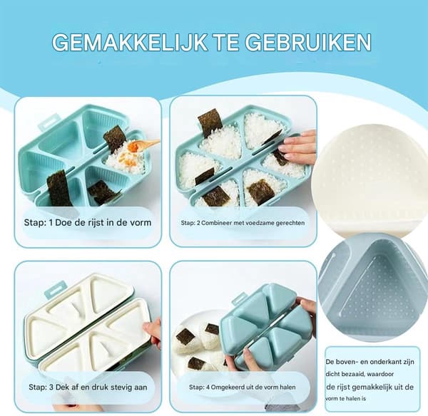 Onigiri Maker-Sushi Maker-Onigiri Form-Triangulär Sushi Form-6-i-ett Risbollsform - Plast -Blå