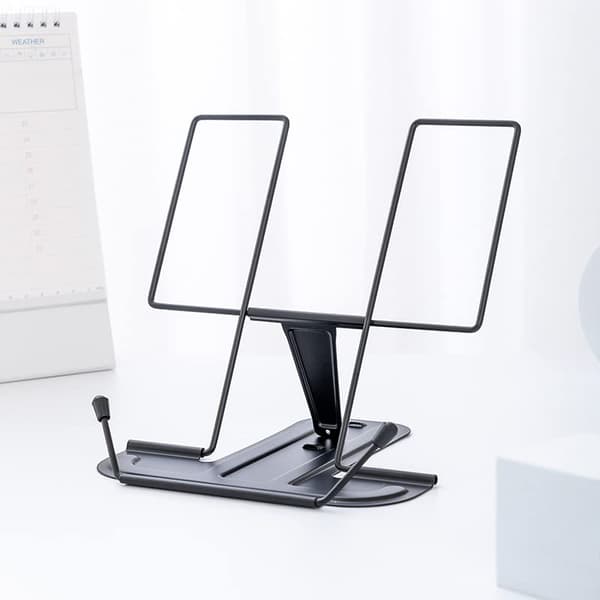 Læsebogstativ, justerbar læsestøtte, foldbart design, multifunktionelt displaystativ til opskriftsbøger, lærebøger, tablets, noder