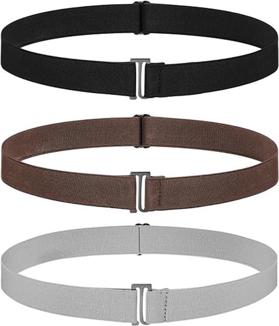 Pieces - Bælte - Buksebælte - Spændeløst Bælte - Elastisk Buksebælte - Taljebælte - Sort - Grå - Brun - 100*3cm - Polyester - Sort - 100*3cm