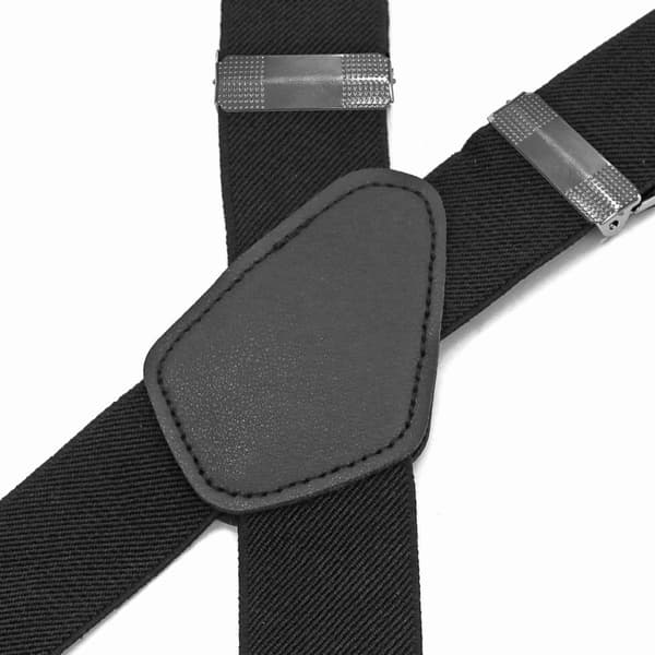 KLASSISK Herrebælte, Justerbart Elastisk Arbejdsbælte, X-formet Herredragtbælte Voksen Mode 4-clips Krydsbælte - Sort