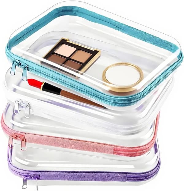 Transparenta Sminkväskor - Resefodral - Necessär - 4-delat Set - Olika Storlekar - Transparent