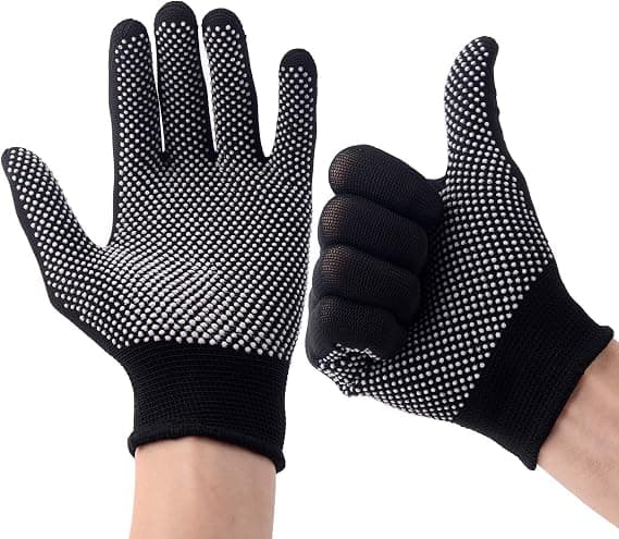 12 par arbetshandskar - Halkfria - Stickade - Elastiska - Tyghandskar - Tunna fuktsäkra handskfoder