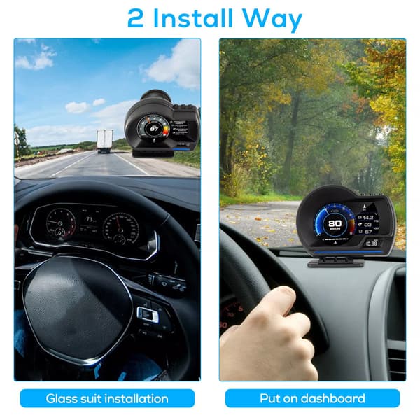 Urskive-display head-up display, velegnet til bilmonteret head-up display P6, sort