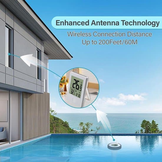 Pooltermometer - flytande pooltermometer - Trådlös flytande pooltermometer - Flytande vattentermometer - Vattentermometer med LCD-skärm