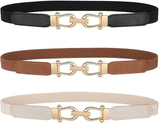 3-delt bælte - Elastisk komfortbælte - Damebælte - Elastisk buksebælte - Elastisk bælte - Stilfuld retro - Buksebælte - Kvinder - Guld - 3-delt
