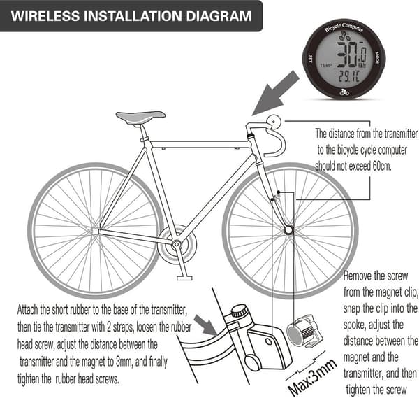Cykelcomputer - Hastighedsmåler - Trådløs Cykelcomputer - Gadget