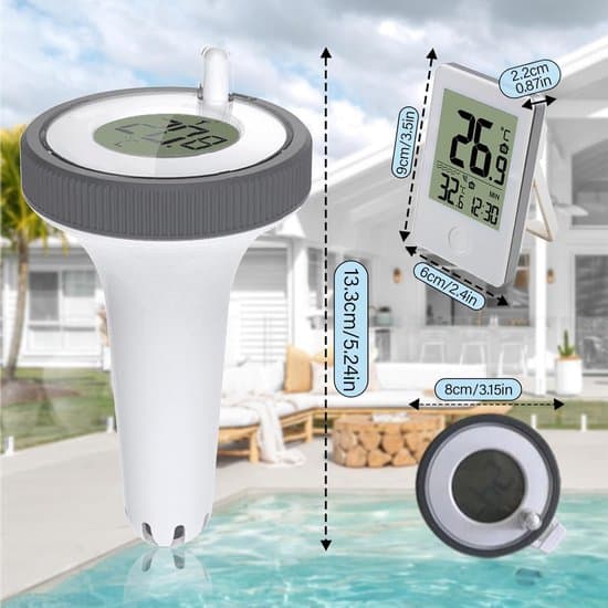 Pooltermometer - flydende pooltermometer - Trådløst flydende pooltermometer - Flydende vandtermometer - Vandtermometer med LCD-skærm