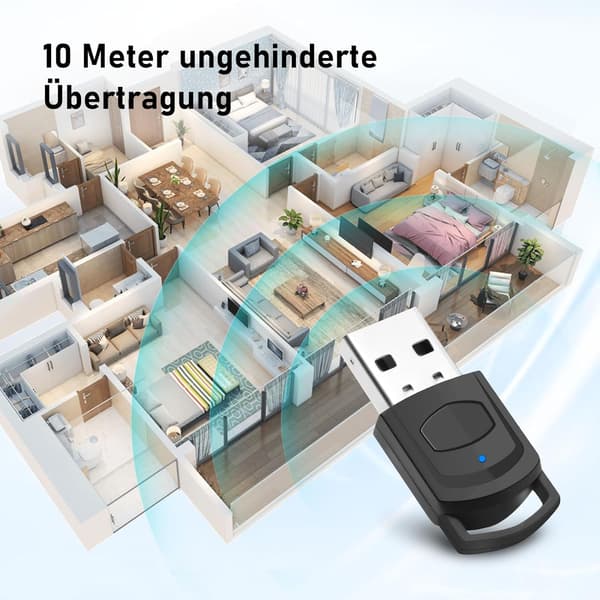 5.0 Bluetooth USB-ljudadapter för PS5/PS4/PC - Bluetooth-dongel, USB Bluetooth-adapter för PC med minimikrofon, Plug & Play
