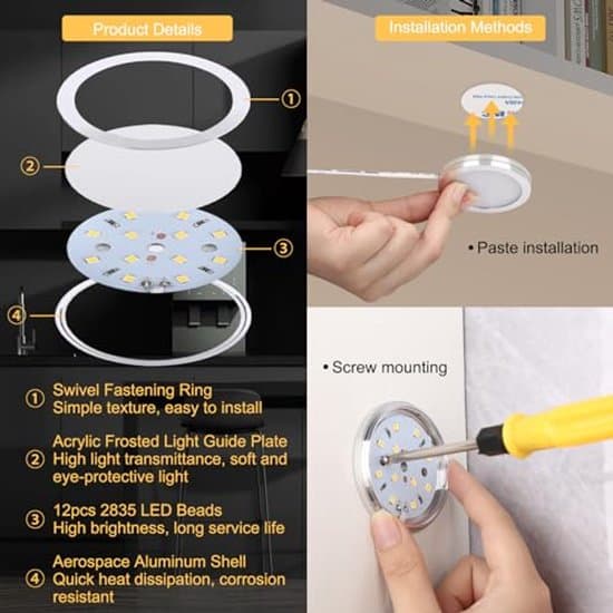 LED-vitrinbelysning 4-delat set för under- och väggmontering