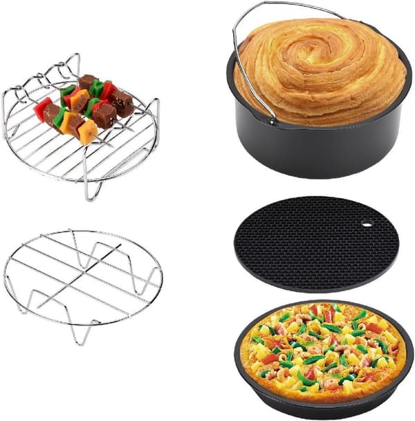 Airfryer tilbehørssæt 8-dele bagesæt - sort