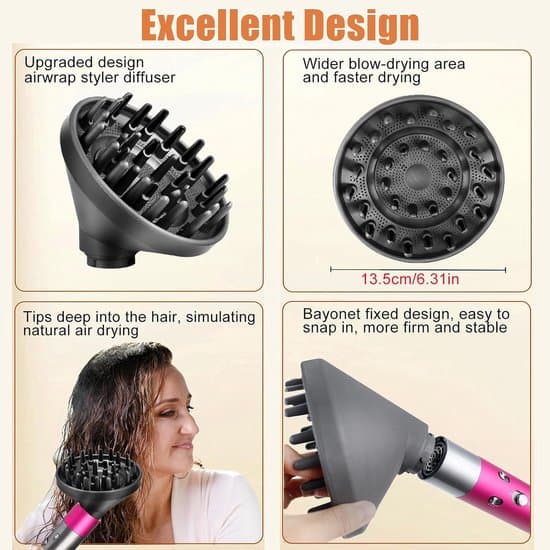 Tillbehör Dyson Hair Styler - Hårtork Diffuser - Diffuser Tillbehör - Universal Stereotyp Hårhuvud - Hårtork Diffuser Airwrap - Svart