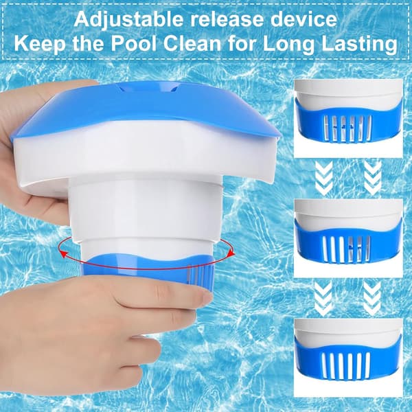 Tommer flydende pooldispenser, foldbar flydende klordispenser, flydende diffuser til pools, spabade, vandlande, boblebade og springvand