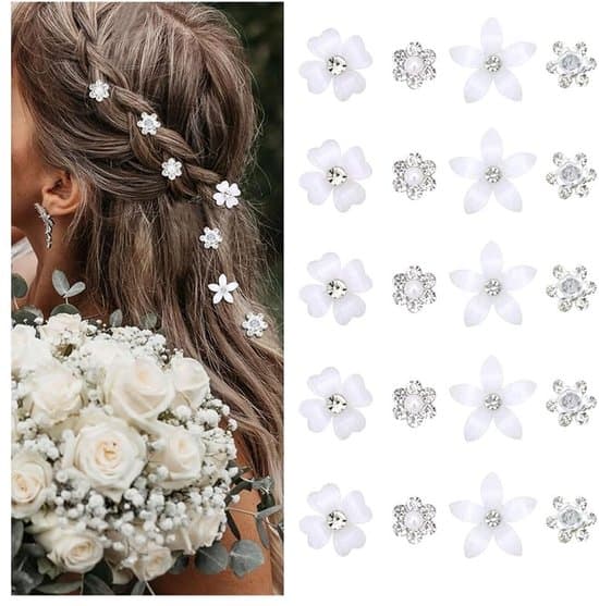 Solidchoice - Sæt med 20 mini blomsterhårklemmer med ryttere