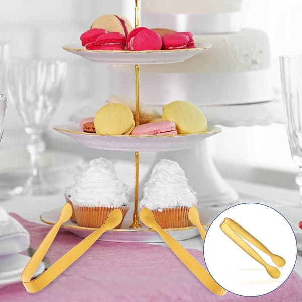 Guldsockertång - Små serveringstänger - Rostfritt stål - 6 stycken - 11,4 cm