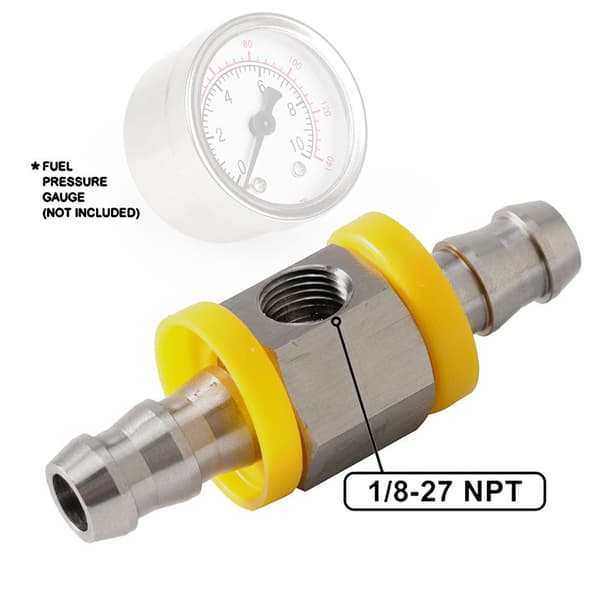 Universal Brændstoftryksmåler T-stykke, 3/8\" (9,5 mm) Rustfrit Stål Adapter (THB012)