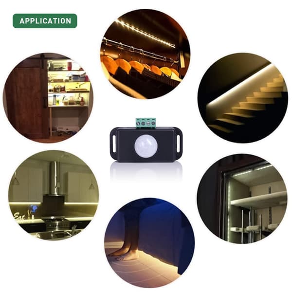 12V 24V PIR-sensor LED-bevægelsessensorafbryder Bevægelsestimerfunktion Panelkontrol PIR-controller LED-stripbelysning