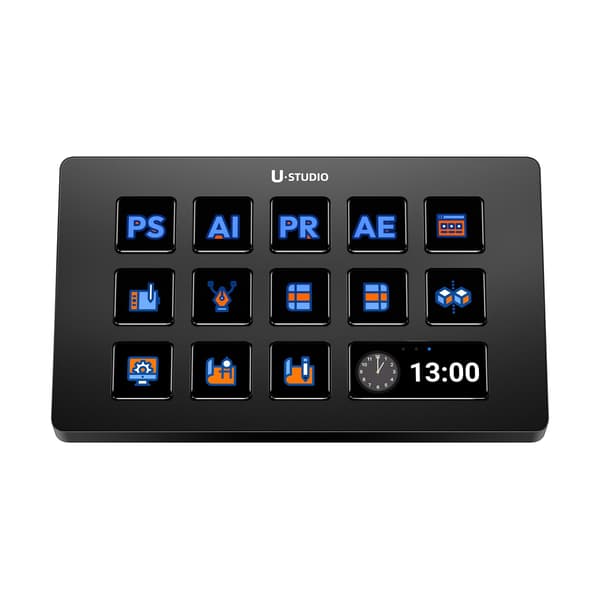 D200 Studio Controller med 13 LCD-knappar, U-Studio-appar och programvara för kontor, innehållsskapare, spel, livestreaming