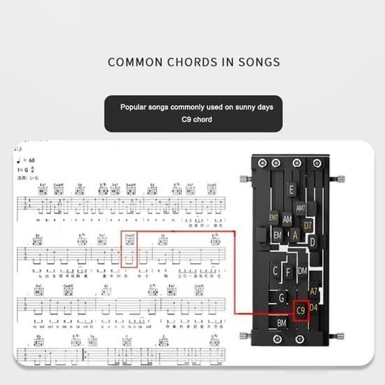 Gitarrackordtränare - Gitarrinlärningssystem - Lär dig ackord snabbt - One-Touch-ackord - Dubbelackord