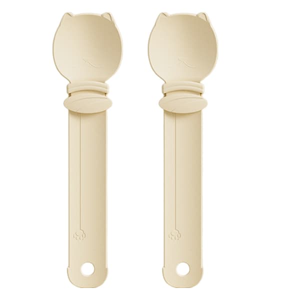 Foderske med klemme- og slikfunktion til vådfoder - multifunktionelt tilbehør til foderdåser - 2 stk. - Beige