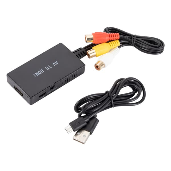 AV til HD-konverter, AV til HDTV high-definition videoadapterkabel, sort