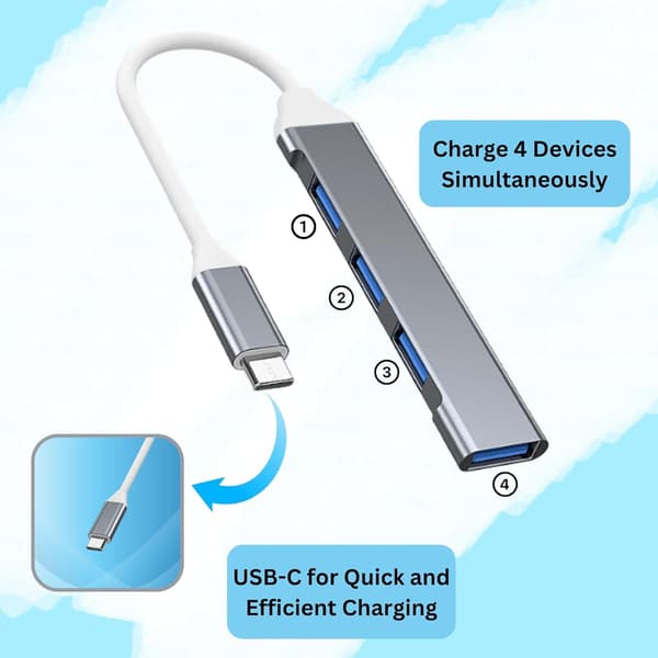 Multi-hoved opladningsadapter, Velegnet til MagicBand+, et must-have til på farten - Velegnet til MagicBand oplader (USB-C interface) grå