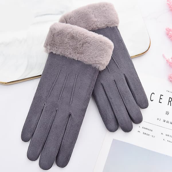 Varme handsker til kvinder til efterår og vinter - Fleecemateriale - Grå - One size fits all