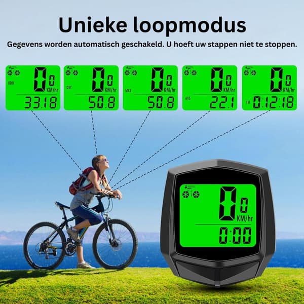Cykelcomputer - Hastighedsmåler - Trådløs Cykelcomputer