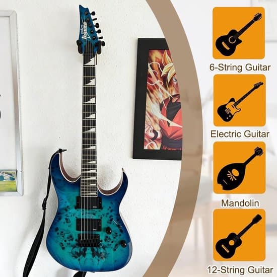 Gitarrväggfäste - Väggkrok - Gitarrkrok - Gitarrväggfäste - Gitarrstöd - Gitarrkrok - Gitarrvägghållare - Valnötsbas - Svart