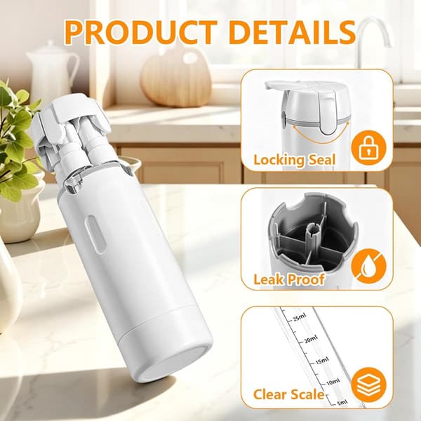 Dispenserflaskor - 4-i-1 Resedispenser - Med Dispenser - 4 × 30ml - Reseflaskor - Kosmetiska Burkar - Vit - 4 × 30ml