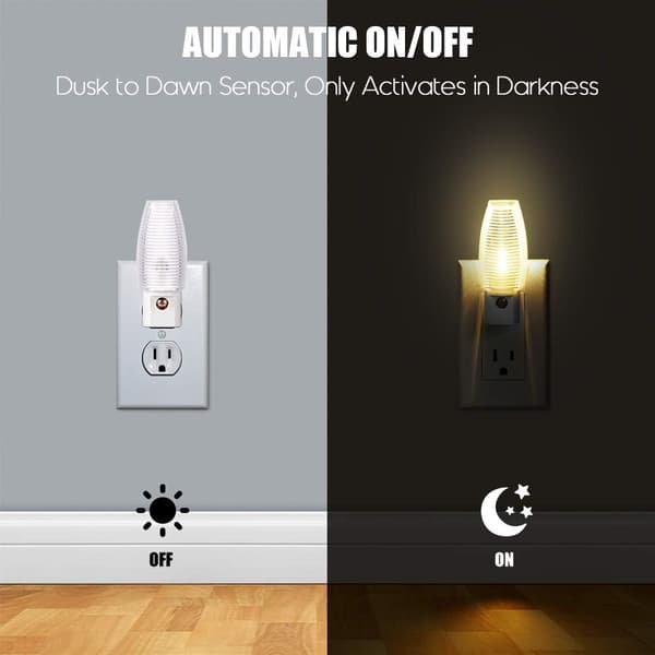 4 plug-in LED-nattlampor – varmvit, skymningssensor – för sovrum, badrum, hall och trappor