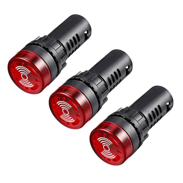 AC/DC 12V LED blinkande larmindikatorpanel summer röd 3 st