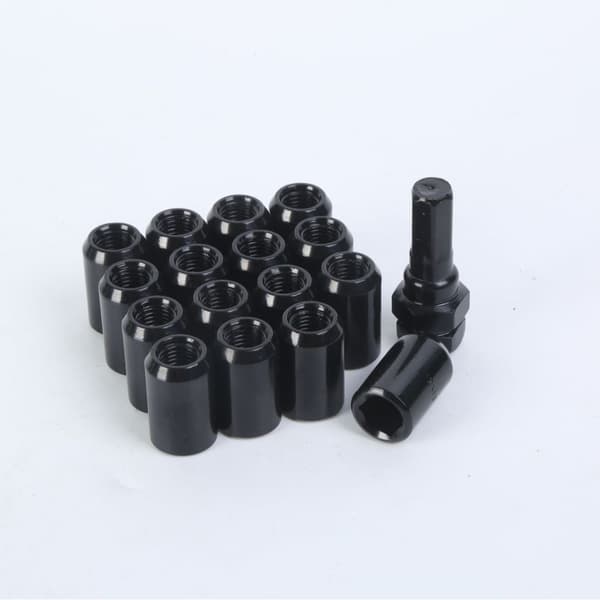 Pyöränmutterit M12x1.25 - 32mm - musta - 20 kappaletta plus avain