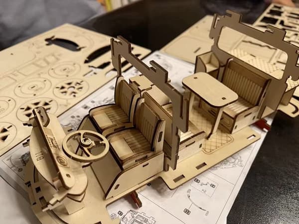3D træpuslespil - Autocamper (blå)