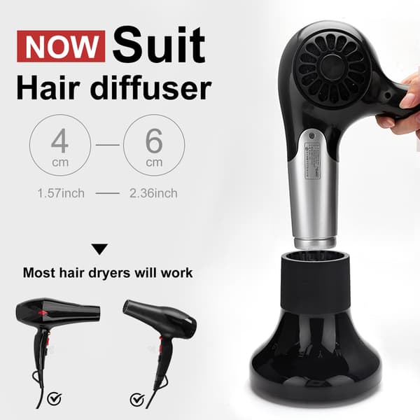 Diffuser til hårtørrer - Hårtørrer diffuser til krøller - Universal hårtørrer diffuser - Velegnet til hårstyling - 146g