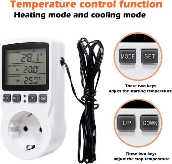 230V Digital Termostatstik med Sensor til Opvarmning og Køling