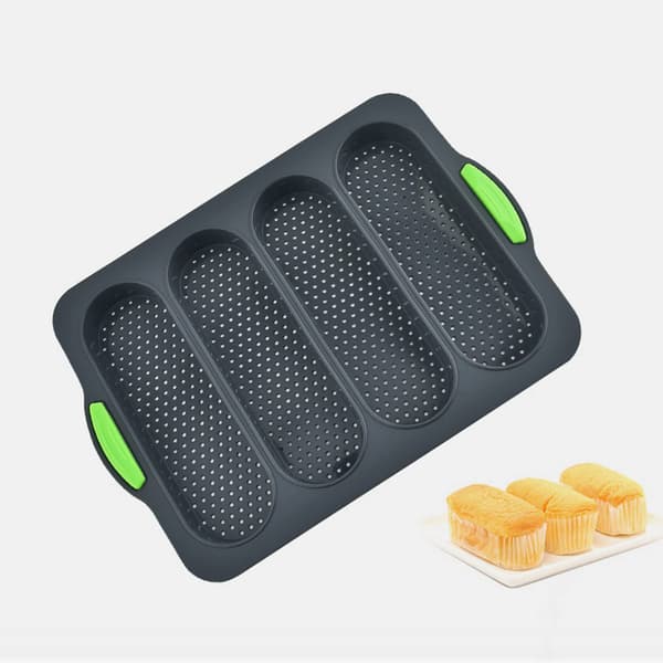 Mini rektangulär bakplåt, non-stick silikonbakform för franskt bröd, DIY rektangulär bakform för 8 limpor