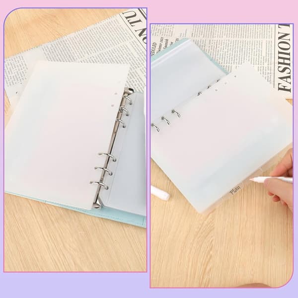 6 A7-skilleark, plastikmappe, skilleark, indeks, 6 huller, sideskilleark, notesbog, indeks-skilleark til ringbind, ringbind, planlægger