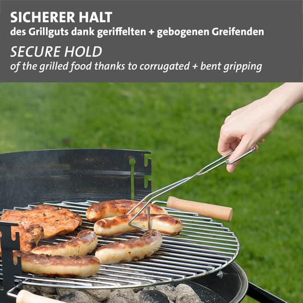 3-delt grill-/stegetang, rustfrit stål, længde: 24 cm, sølv