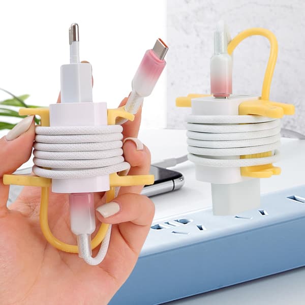 multifunktionelt kabel med fast pick gul bærbar USB-kabelopruller