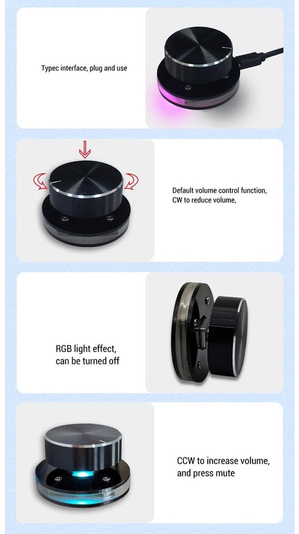 USB Volymkontroll med RGB-belysning för PC och Multimedia