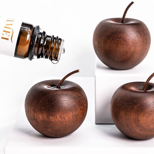 2-pak trææbleformede diffusere - Små - Passive oliediffusere - Aromaterapi - Rund model med træårer - 2-pak