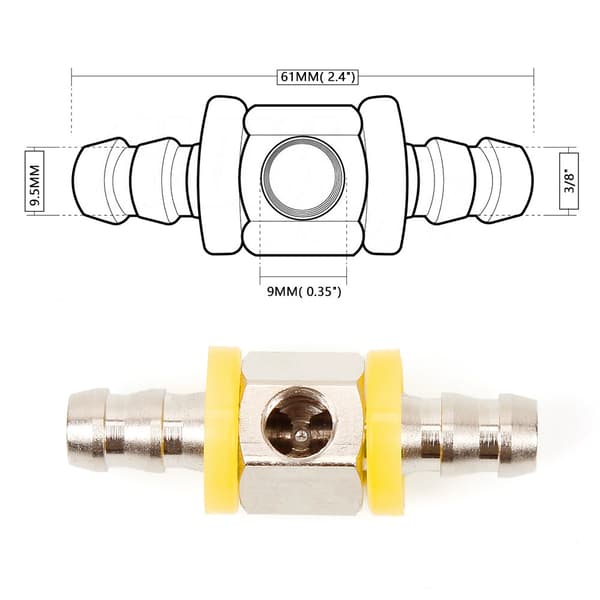 Universal Brændstoftryksmåler T-stykke, 3/8\" (9,5 mm) Rustfrit Stål Adapter (THB012)