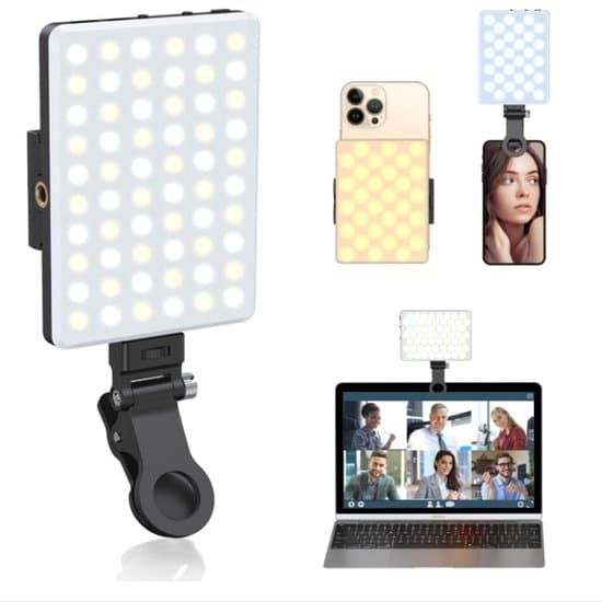 Selfie-lys - Bærbart fyldlys - 60 LED'er - 3 lystilstande - Videolys - Studielyskliplys - computere - Sort