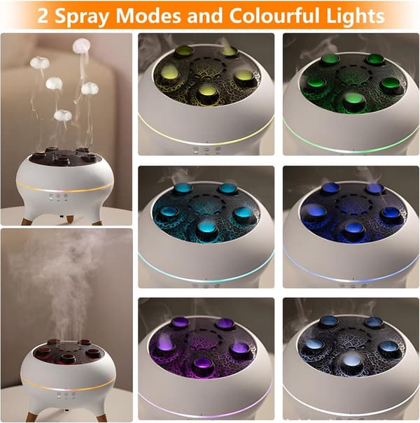 Æterisk Olie Diffuser, 250ML Luftfugter, 2 Æterisk Olie Diffuser Tilstande, Æterisk Olie Flamme Diffuser med Automatisk Slukning uden Vand og Timer