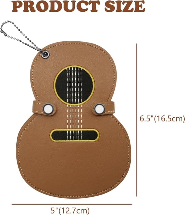 Brun lädergitarrpaddelklämma design gitarrpaddelklämma, gitarrpaddellåda med 17 fack för förvaring av paddlar, gitarrfodral, lämplig för förvaring.