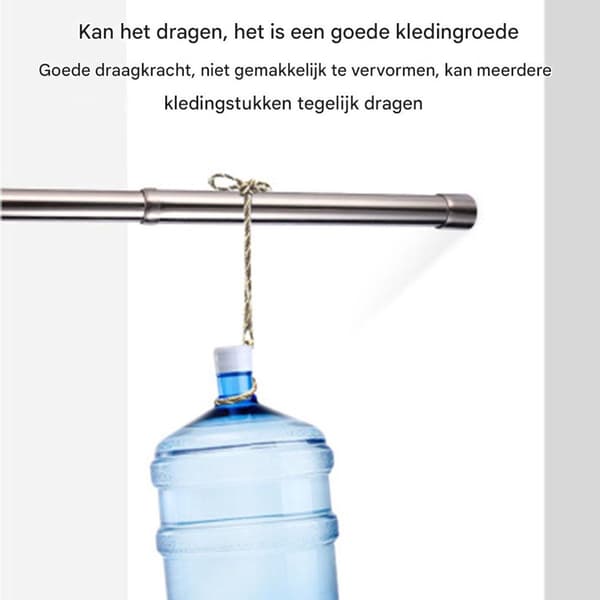 Justerbar Tøjstang – Kraftig – Rustfrit Stål – 47-80cm – Sølv
