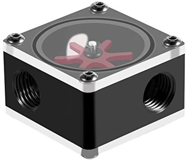 Vandstrømsmåler - PC Vandkøling - 6 Blæser - Sort - Flowmeter Indikator - G1/4 Gevind - Til PC Vandkølesystem - Sort