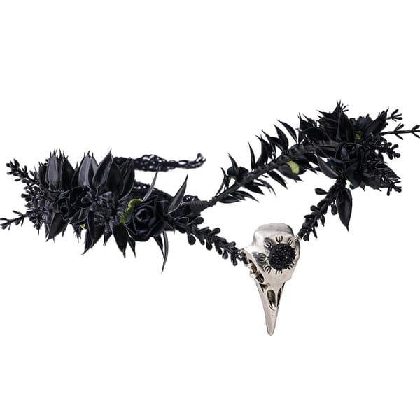 Gotisk sort blomsterkrone, perfekt til Halloween cosplay
